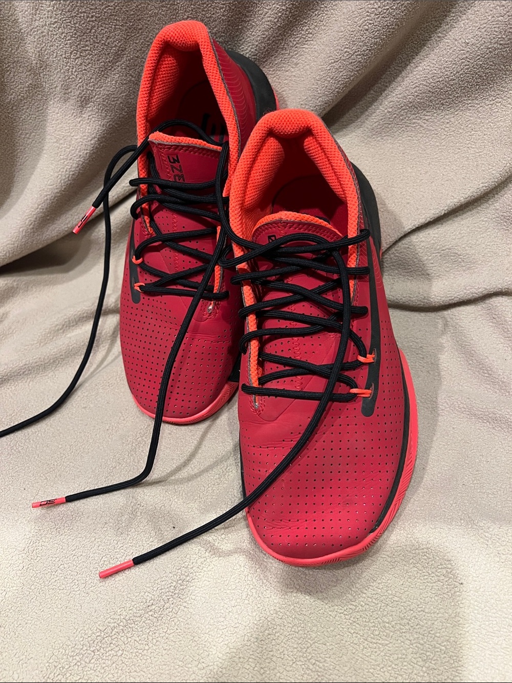 Under Armour Red and Black Kids' Steph Curry basketball shoes
